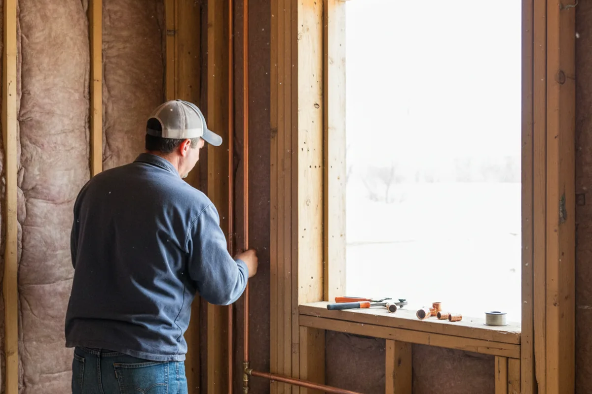 Licensed plumber running new copper supply lines in a Windsor home